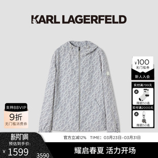 外套老佛爷男装 今年早春爆款 LAGERFELD满印连帽休闲夹克男士 KARL