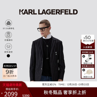 竖条纹西服男士 KARL 卡尔拉格斐25秋新品 绵羊毛 商务 LAGERFELD
