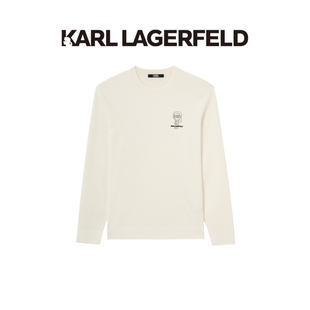 【秋冬新品】KARL LAGERFELD经典时尚烫钻简约圆领薄毛衣男老佛爷