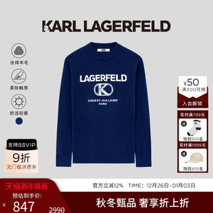 男士 KARL 刺绣棉羊毛衫 新款 商务休闲上衣老佛爷卡尔 LAGERFELD秋季