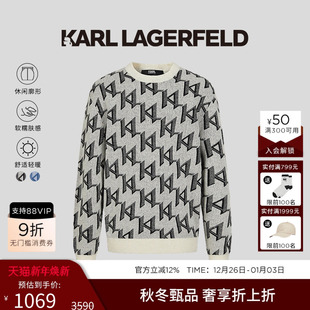 字母白边针织衫 马海毛 25秋季 新款 KARL 老佛爷男装 LAGERFELD
