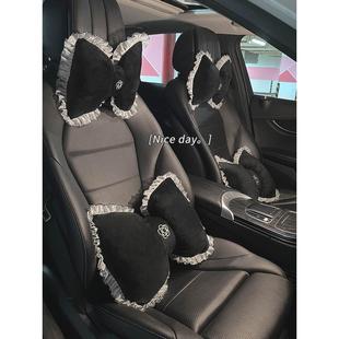 通用 汽车头枕护颈枕可爱蝴蝶结车用靠枕车载座椅枕头腰靠一对四季