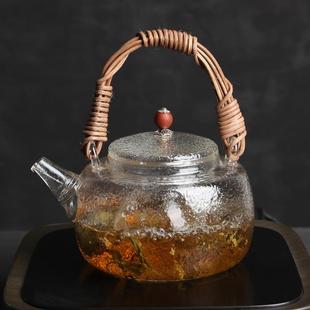 锤纹耐高温电陶炉煮茶器家用大号煮水壶 六合堂藤编玻璃煮茶壶日式