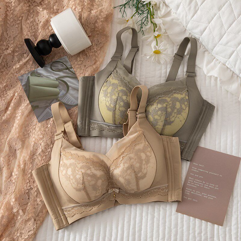 高档蕾丝内衣女超厚l6CM聚拢小胸罩显大无钢圈上托调整型加厚文胸