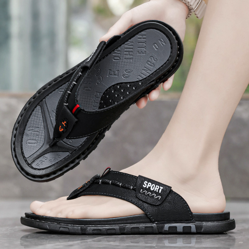 人字拖男大码46夏季外穿高级感爸爸皮拖鞋47沙滩软底防滑耐磨凉拖,流行男鞋,人字拖,淘宝优惠券,粉丝福利购,淘宝优惠卷