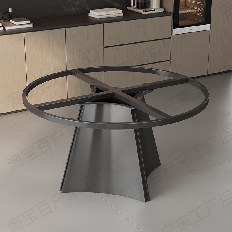 圆形餐桌底座岩板不锈钢圆桌腿支架圆形大理石奢石餐台脚支撑脚架