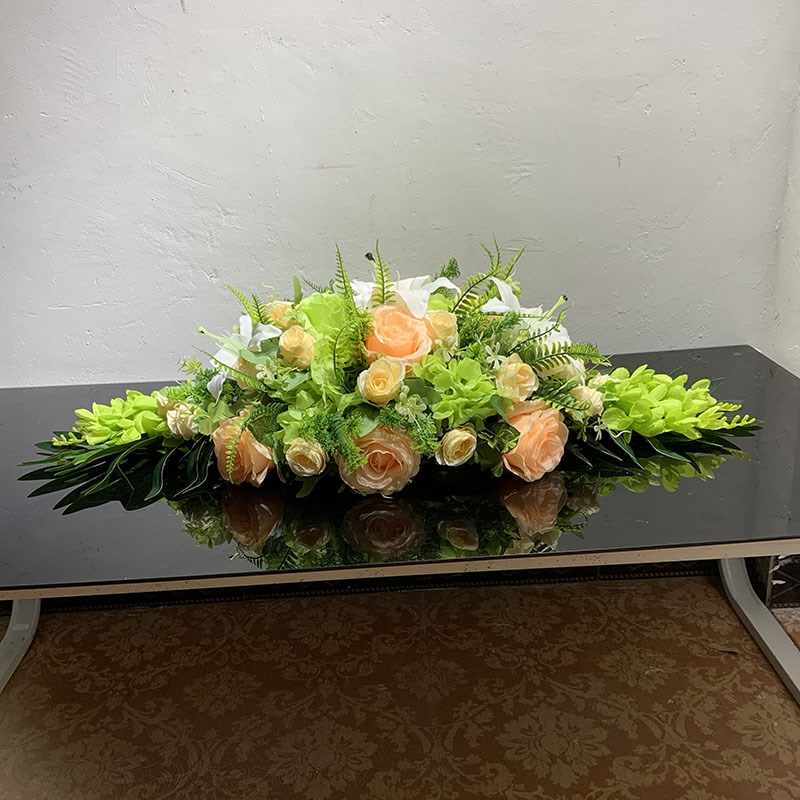 新款会议桌摆花装饰假花长型花束酒店商务前台台花会议.室桌面花