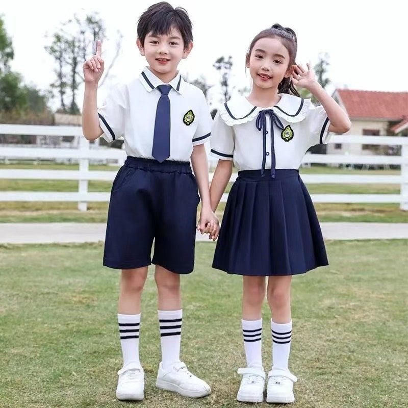 新款幼儿园夏季园服小学生校服学院套装英伦风班服大W班毕业拍照