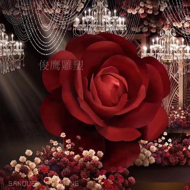 泡沫雕塑定制中欧式婚礼玫瑰牡丹立体花商场美陈影视橱窗道具摆件