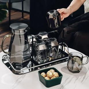 客厅喝水杯家庭待客 轻奢高级感家用玻璃杯子茶杯水杯水壶杯具套装