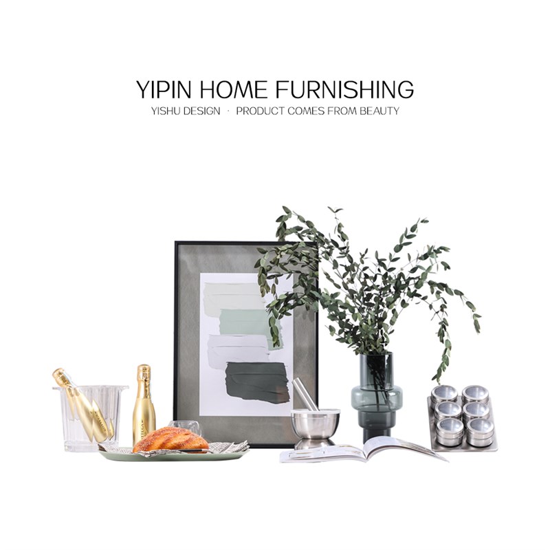 样板房间摆件厨房花艺挂画道具厨具餐具酒杯套组装饰品