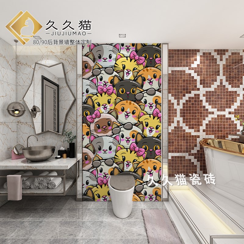 现代卫生间浴室瓷片动物瓷砖花砖拼花图案背景墙砖墙面拼花定制砖