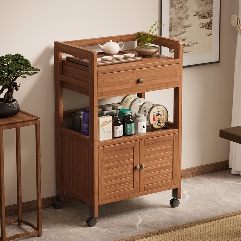 置物架多层茶叶收纳架客厅可移动小推车带轮茶几沙发边几茶水架子