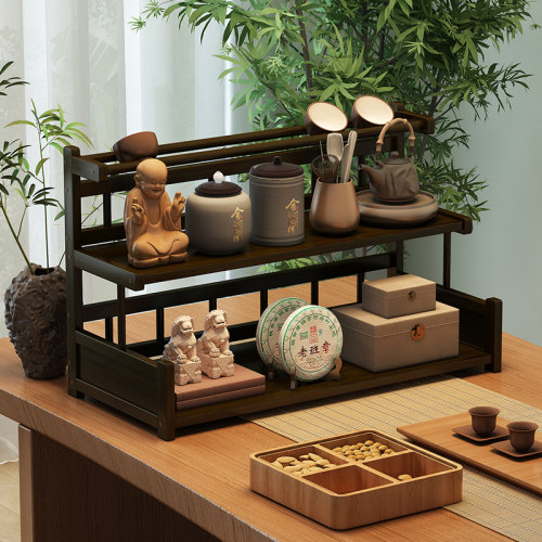 桌面博古架茶桌小型茶叶架茶具展示架子非实木置物架紫砂壶摆件架