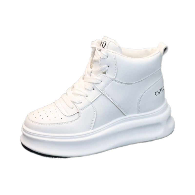 高帮运动鞋女鞋加绒2024冬季新款内增高8cm小白鞋保暖休闲二棉鞋