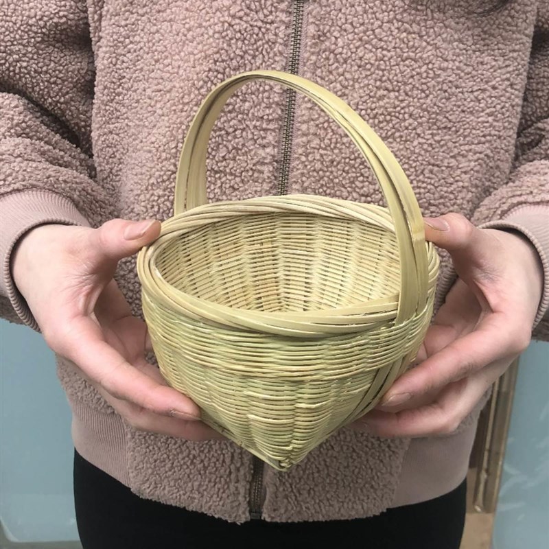 工竹编制品家用椭圆形手提篮买菜篮购物篮竹青编织鸡蛋篮竹篮子手
