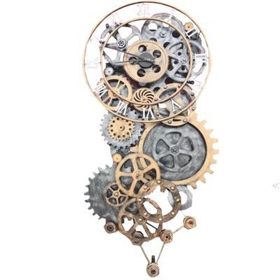 工业风铁艺机械齿轮时钟壁饰墙面墙壁壁挂墙饰酒吧餐厅装饰品定制