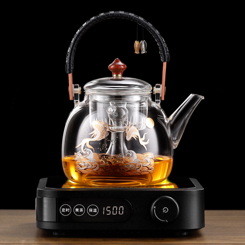 电陶炉加热玻璃蒸煮一体煮茶器家用全自动茶O具泡茶过滤煮茶炉套