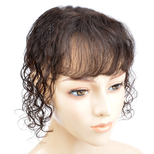 中长发发块刘海片真发齐刘海卷发C补发块发顶头顶发块自然假发片