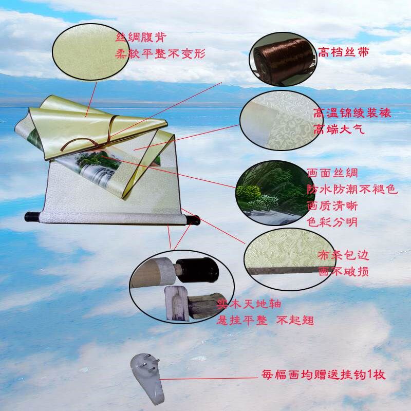 客厅竖版沙发背景墙关羽卷轴挂画关公画像办公室武财神装饰挂画