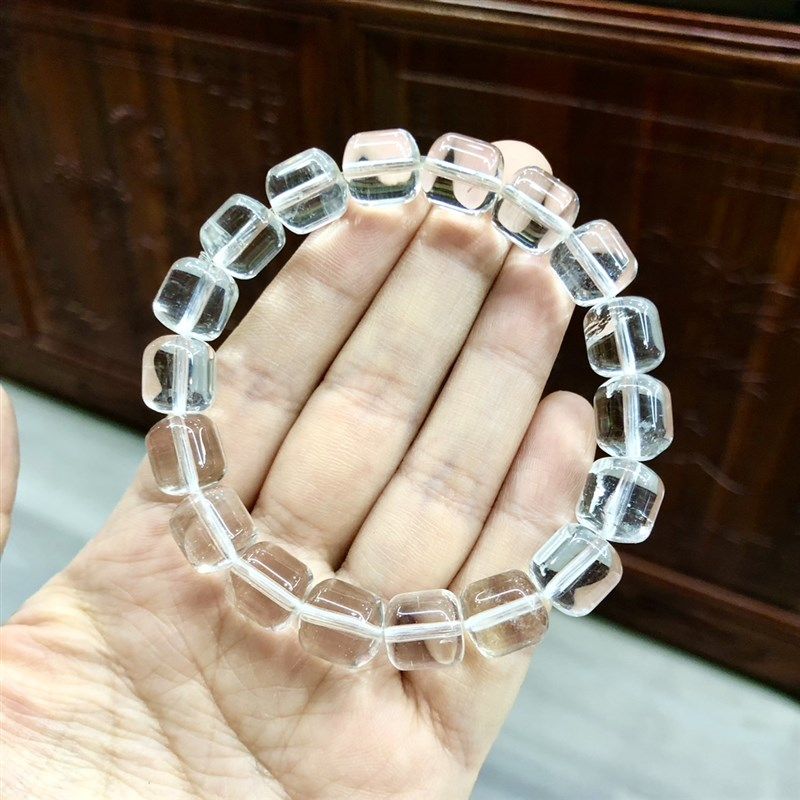 P282 天然白水晶手p链冰种白水晶直切老型珠10mm手串散珠子男女