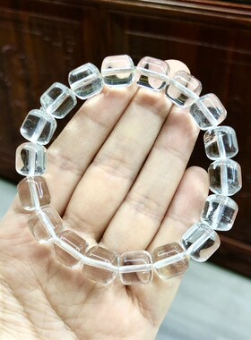 P282 天然白水晶手p链冰种白水晶直切老型珠10mm手串散珠子男女