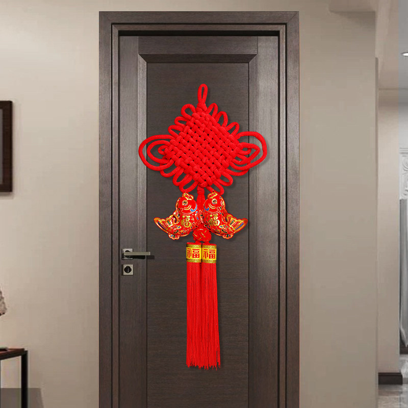 中国结挂件玄关对鱼镇宅招财客厅大号背景墙年年有余过年春节装饰