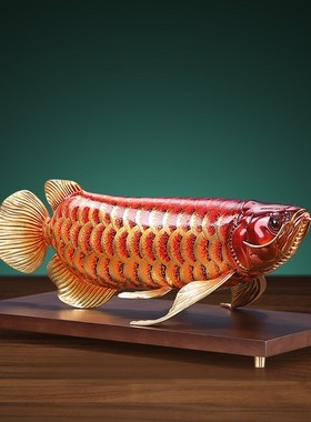 大漆工艺全铜金龙鱼摆件客厅送老板办公室桌面装饰品乔迁开业礼品