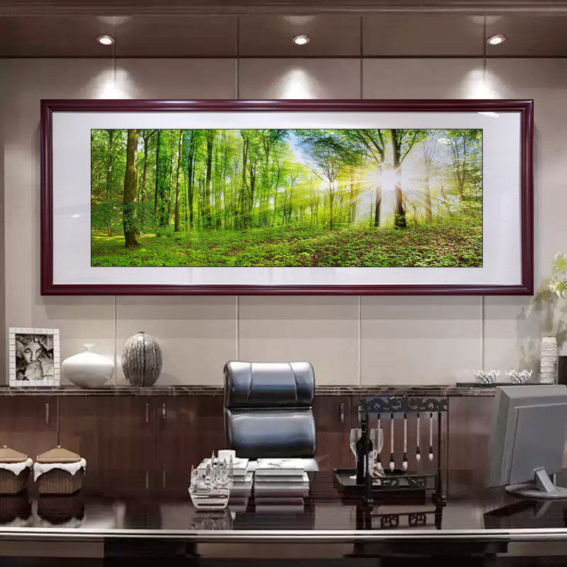 森林挂画装饰画风景画树木的字画卧室绿色系大树枝叶茂盛的树壁画