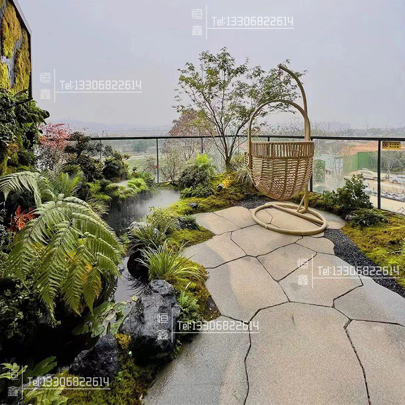 天然石材庭院地铺石不规则异型形冰裂纹碎拼石定制花岗岩黑黄锈色
