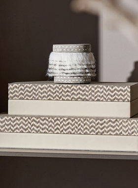 意式简约售楼处样板房衣帽间中古B收纳盒摆件装饰储物盒子软装陈