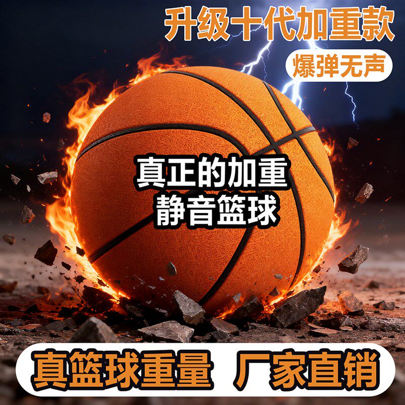 加重静音专业篮球布套不掉渣高弹力室内N静音球蓝球儿童拍拍球