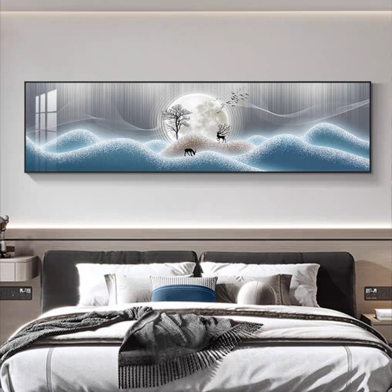 卧室装饰画床头挂画客厅主卧墙画现代简约房间背景墙壁画温馨福鹿