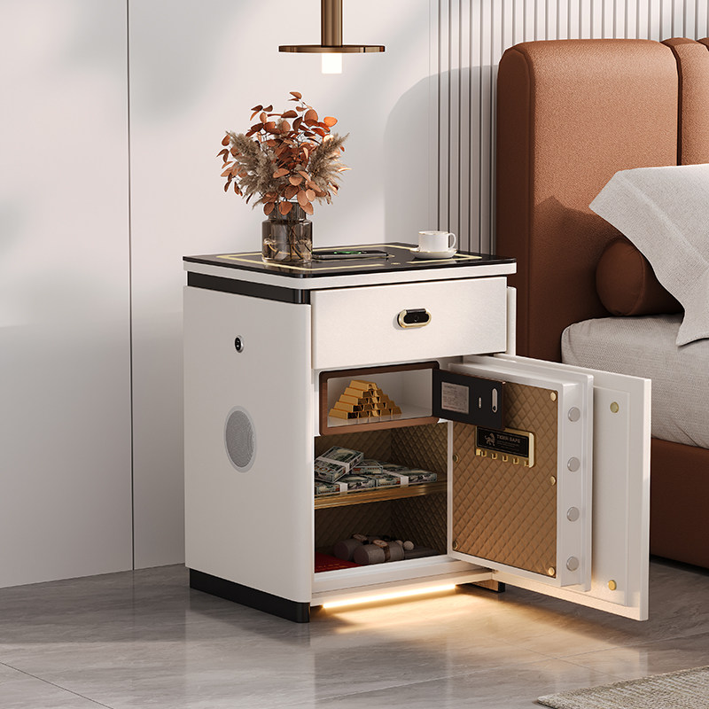 超大号虎牌保险柜带暗格指纹密码智能床头柜保险箱一体家用防盗柜