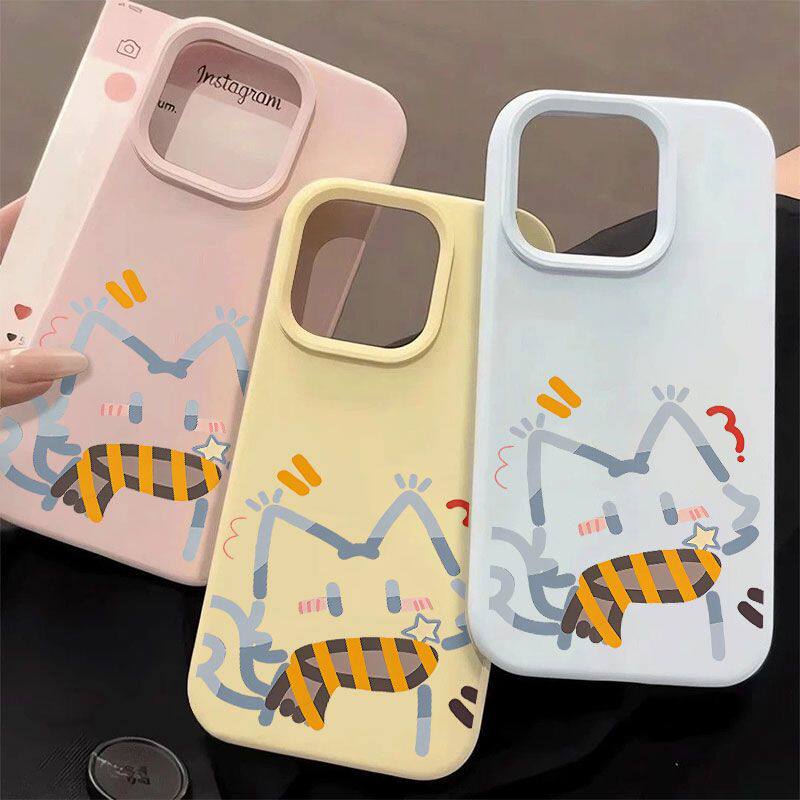 围巾线条猫适用苹果17air手机壳IPHONE16promax15pro14plus13/12/11xs一加ACE6/5xr新款xsmax肤感大孔套