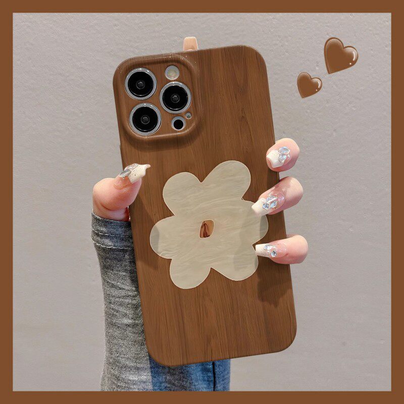木纹花朵适用苹果17pro手机壳iPhone15promax菲林14p13pm12x/xr/xs三星S24ultra23plus一加ACE3V5保护7套8