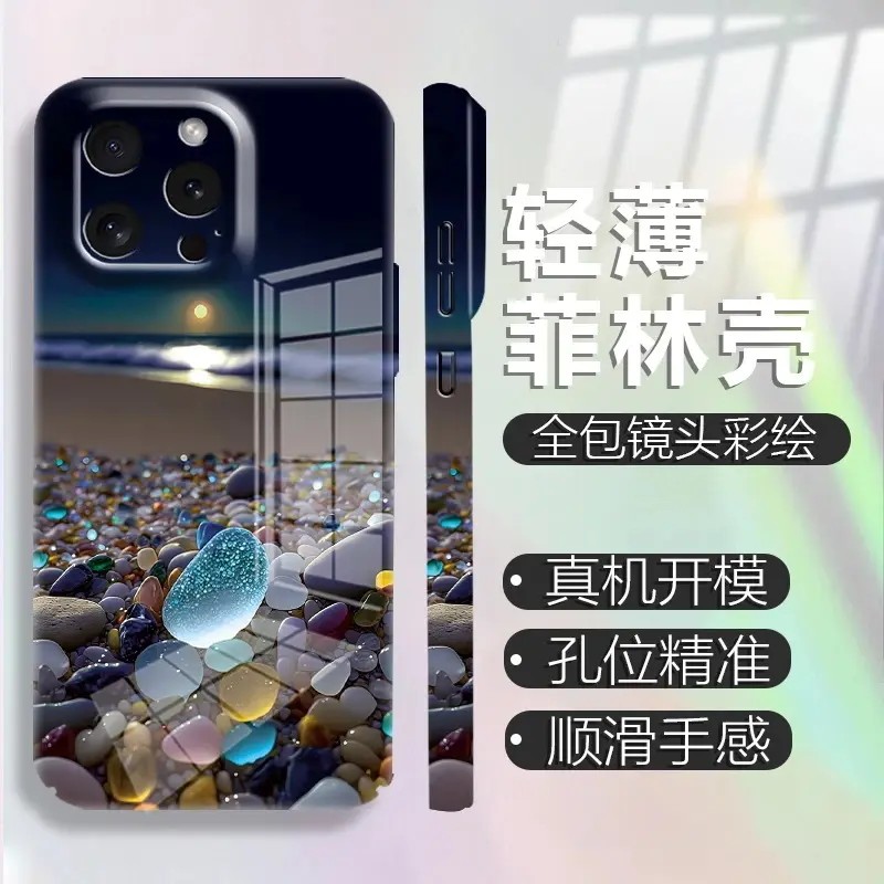 海滩鹅卵石适用红米K80手机壳Redmi镜子支架K70至尊60e电竞NOTE14/13/9艺术turbo4超火civi3硬壳30i菲林12套