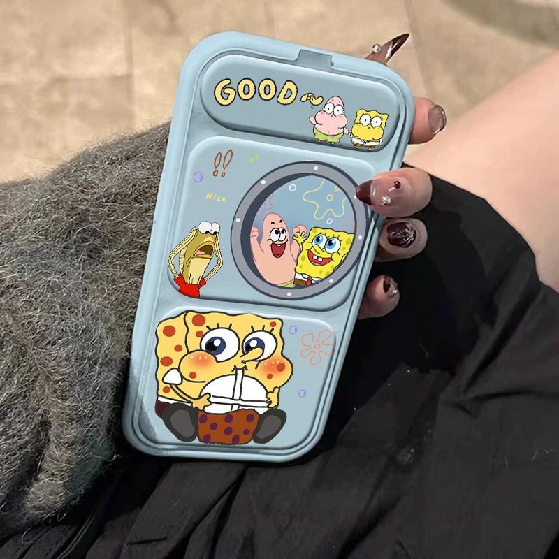 海绵宝宝适用苹果17Promax手机壳IPHONE16pro15plus小米14华为pura70mate60P50磁吸翻盖皮质套秋冬新款支架