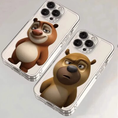 熊大熊二适用苹果17华为MATE70手机壳p80透明OPPO荣耀400可爱vivox300pro小红米iqoo15套reno14findx9magic8