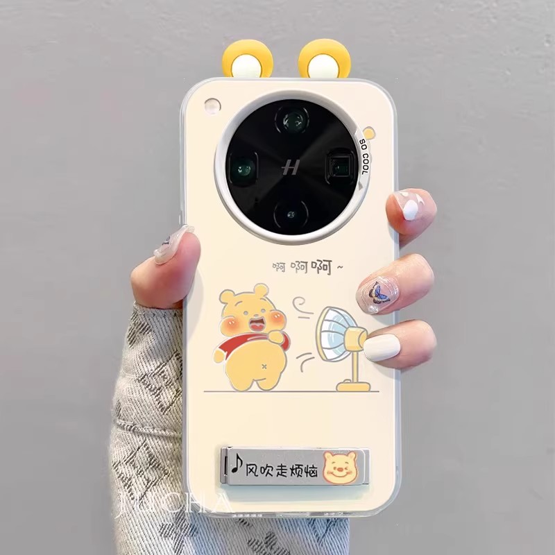 风扇维尼熊适用一加13手机壳卡通oneplusACE3镭射彩银魅族lucky08三星GALAXYS30ULTRA可爱plus高级保护硬套