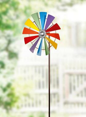 花园风车地插摆件装饰品 田园可爱彩色旋转大风车庭院园艺装饰品