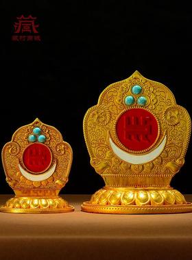 藏村全鎏金吉祥安巴根特室内家用装饰摆件佛龛加高底座