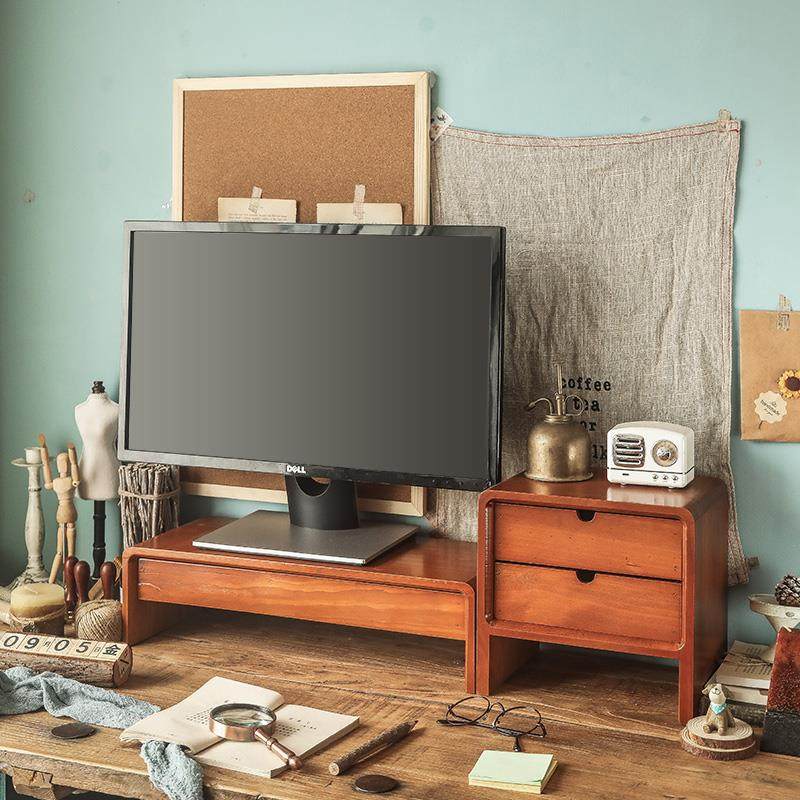 电脑增高架垫台式屏幕显示器支架办公室桌面收纳盒键盘置物架木质