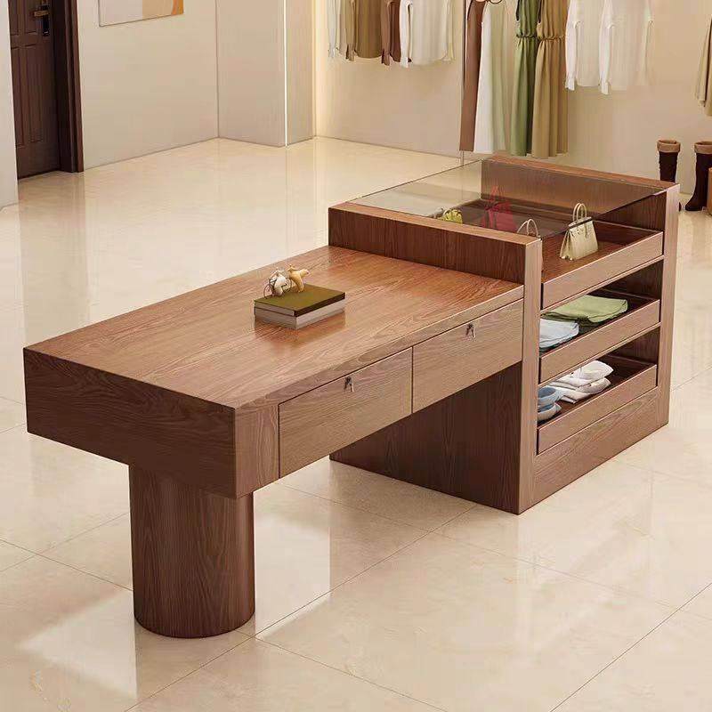 简约中岛收银台展示台展示柜实木流水台服装店柜复古展示桌定制,商业/办公家具,收银台,淘宝优惠券,粉丝福利购,淘宝优惠卷