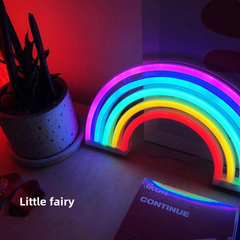 少女心霓虹火烈鸟台灯彩虹装饰情侣生日礼物女孩创意夜灯