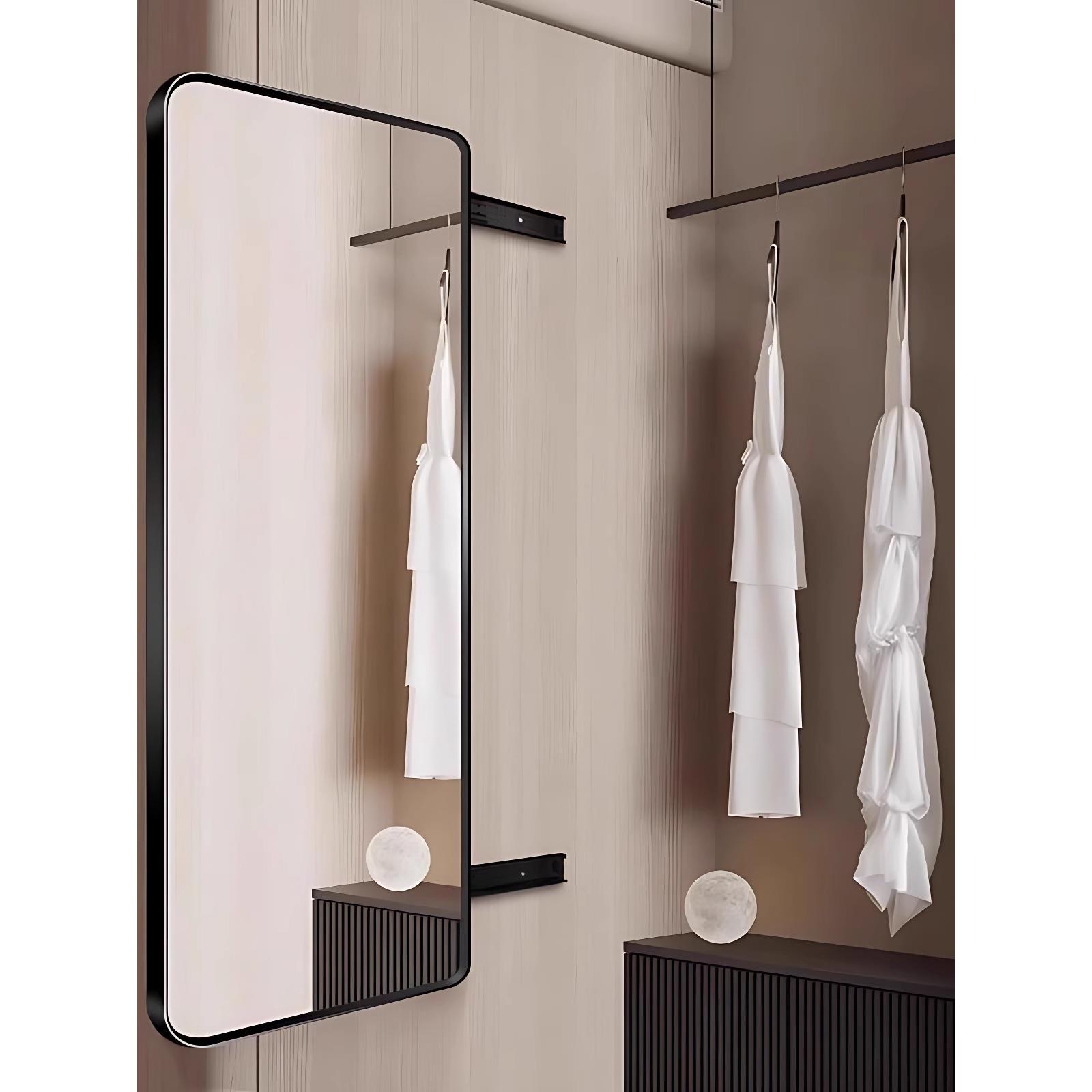 滑动式全身镜家用隐形衣橱镜旋转折叠伸缩滑轨隐藏敷料