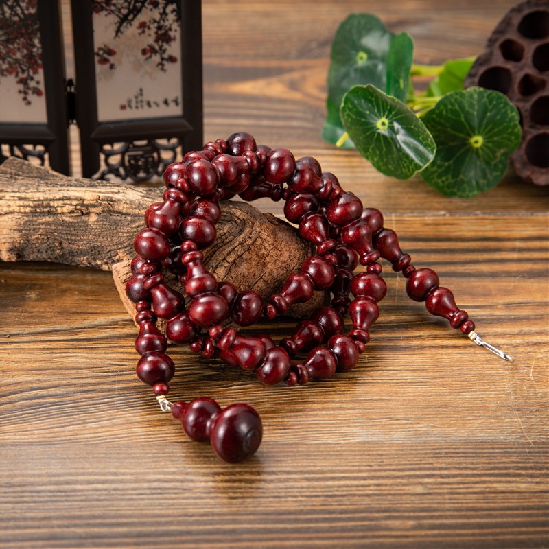 拱形全桃木葫芦门帘珠帘棕红色隔断帘过道卧室卫生间客厅玄关家用