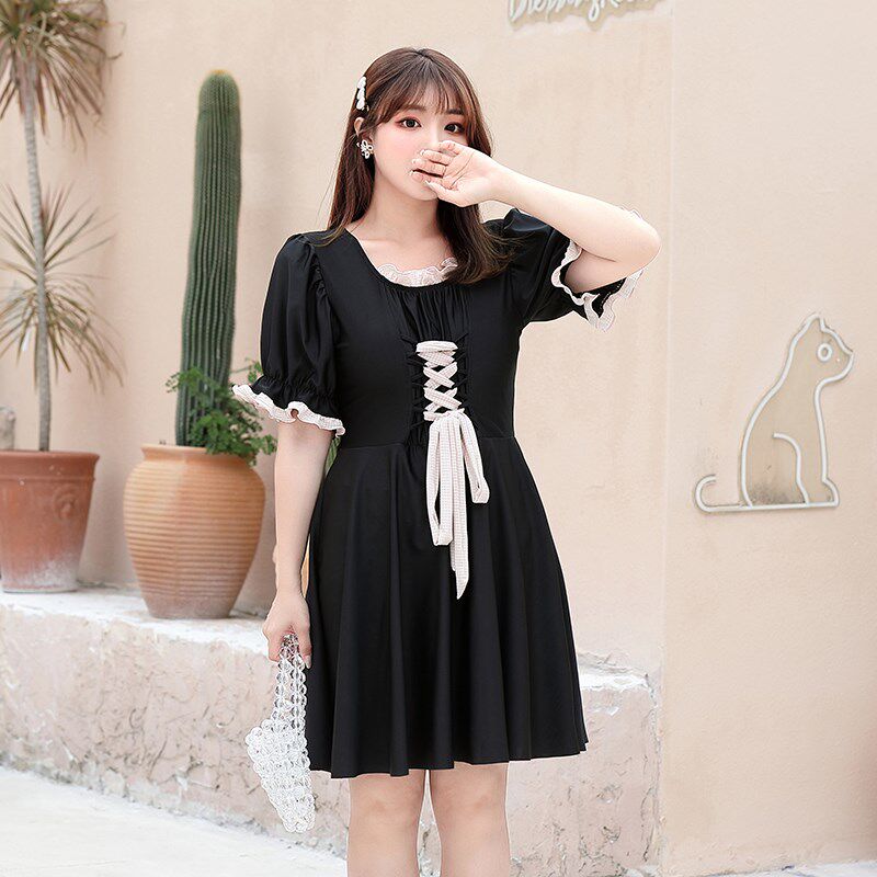 大码泳衣女连体保守胖mm200斤遮肚显瘦胖人加肥加大泡温泉遮肉装