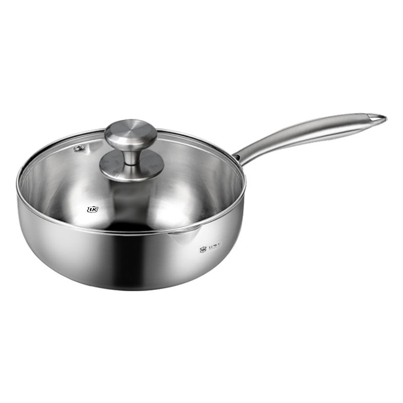 小暇304不锈钢雪平锅无涂层不粘锅小炒锅汤锅煎炒煮多用锅20/24cm