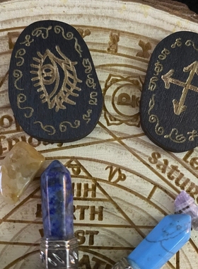 女 如尼符文套装疗愈炼金 木刻冥想坛家居装饰摆件艺术工艺品礼